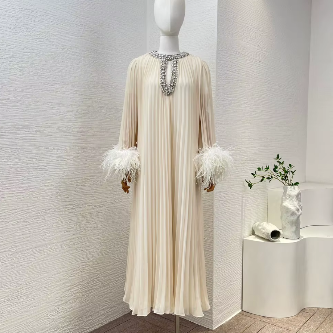 FEATHER MAXI DRESS