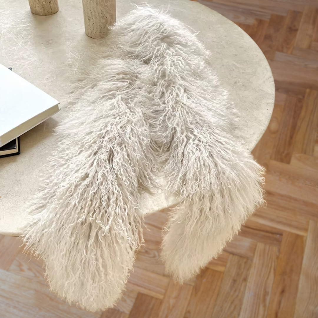 MONGOLIAN LAMBSWOOL SCARF - BEIGE